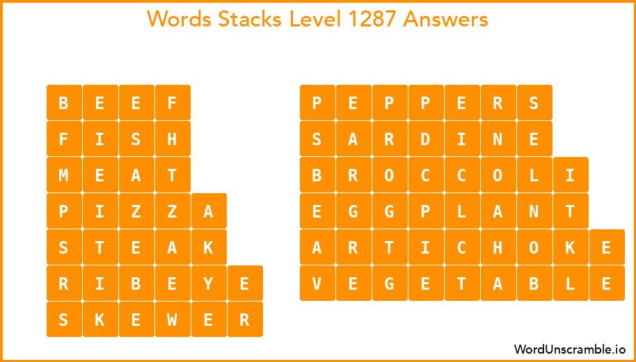 Word Stacks Level 1287 Answers