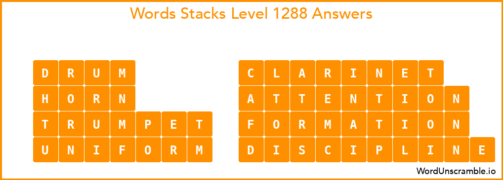 Word Stacks Level 1288 Answers