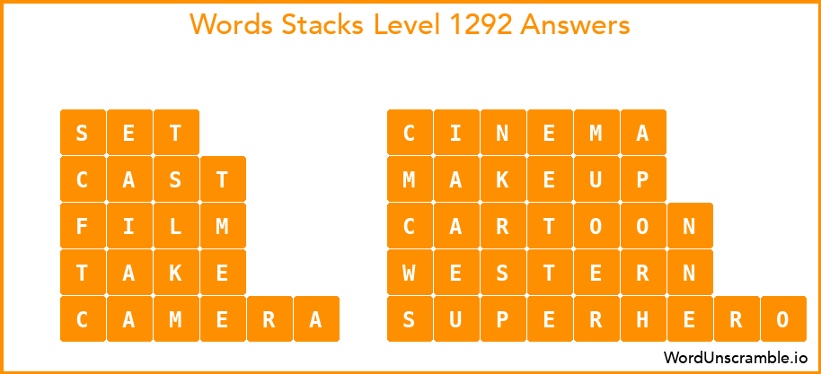 Word Stacks Level 1292 Answers