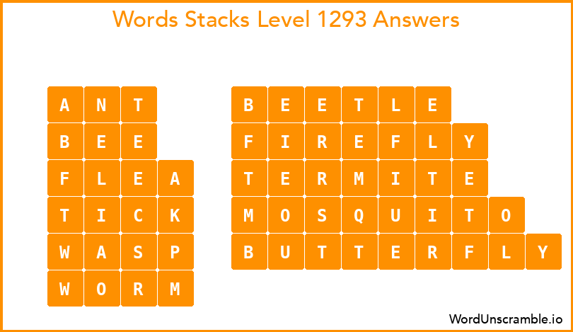 Word Stacks Level 1293 Answers