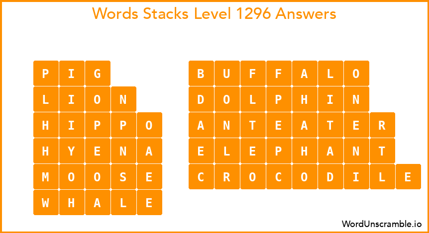 Word Stacks Level 1296 Answers