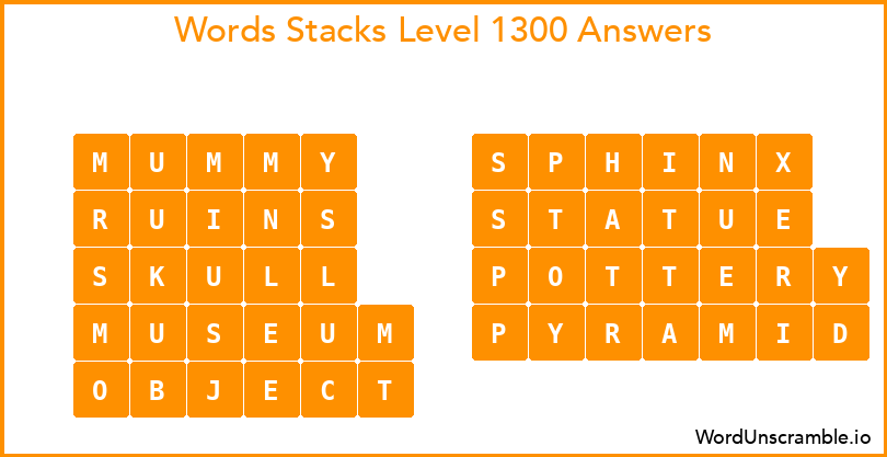Word Stacks Level 1300 Answers