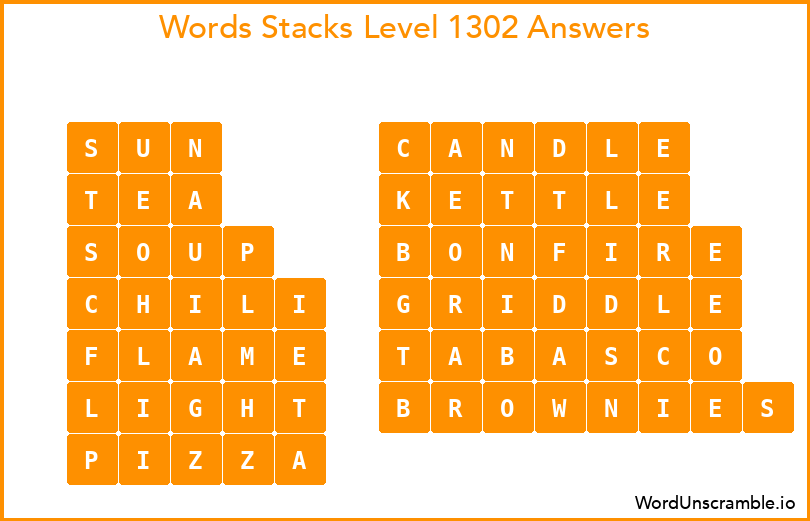 Word Stacks Level 1302 Answers
