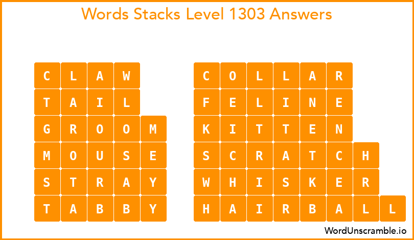 Word Stacks Level 1303 Answers