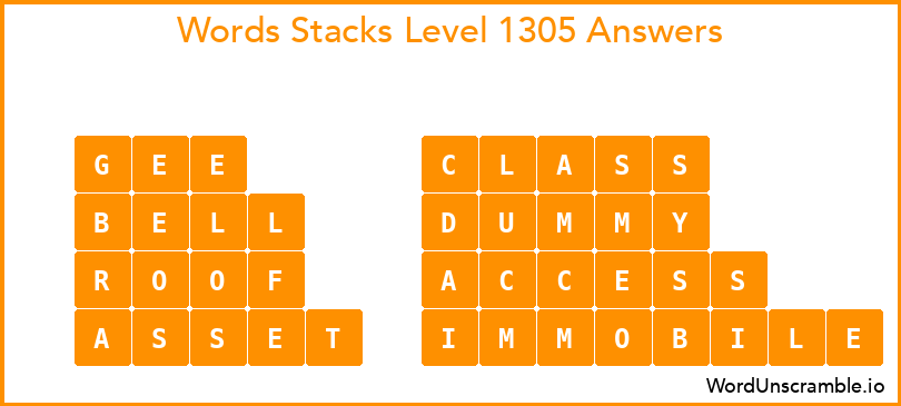 Word Stacks Level 1305 Answers