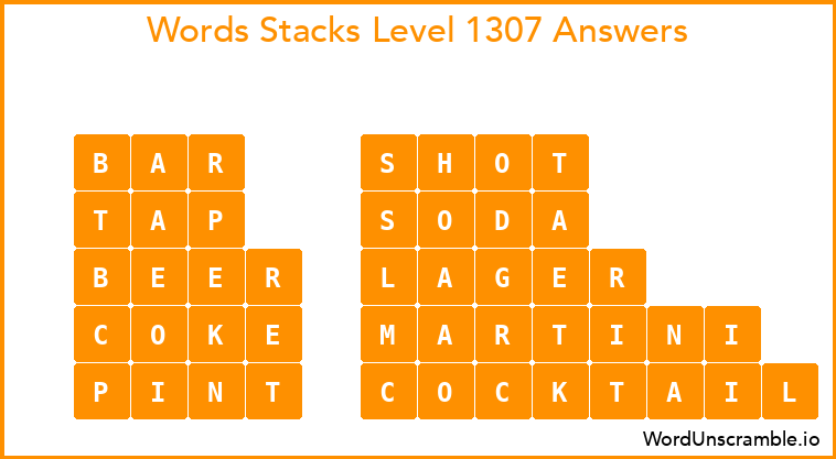 Word Stacks Level 1307 Answers