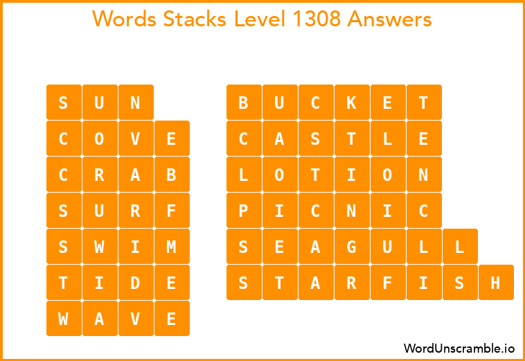 Word Stacks Level 1308 Answers