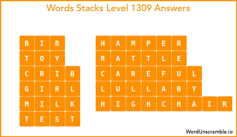 Word Stacks Level 1309 Answers