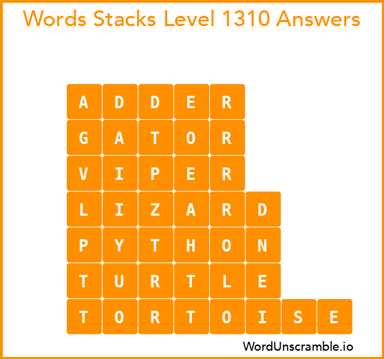 Word Stacks Level 1310 Answers