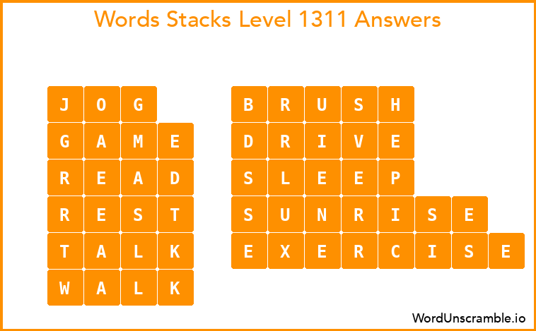 Word Stacks Level 1311 Answers