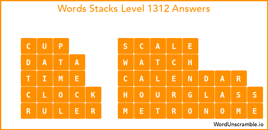 Word Stacks Level 1312 Answers