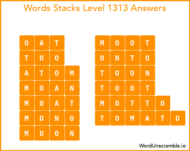 Word Stacks Level 1313 Answers