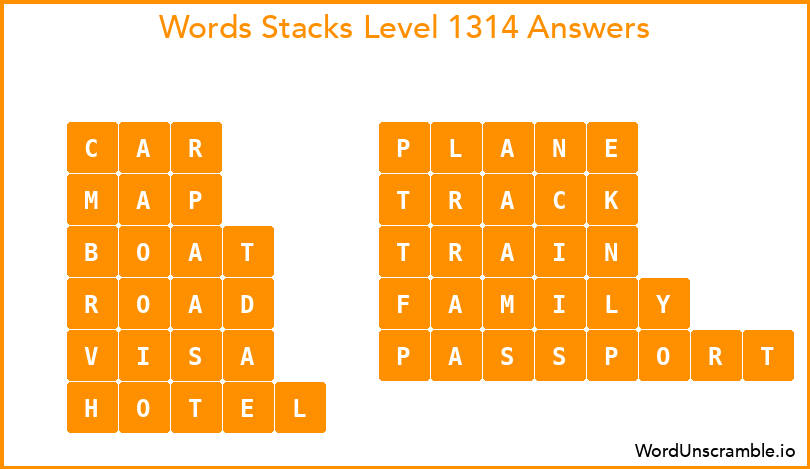 Word Stacks Level 1314 Answers