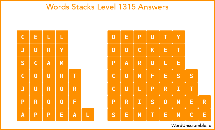 Word Stacks Level 1315 Answers