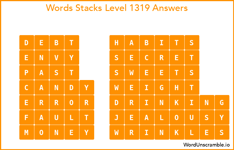 Word Stacks Level 1319 Answers