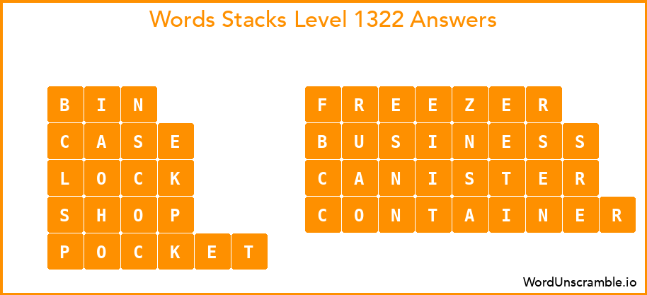 Word Stacks Level 1322 Answers