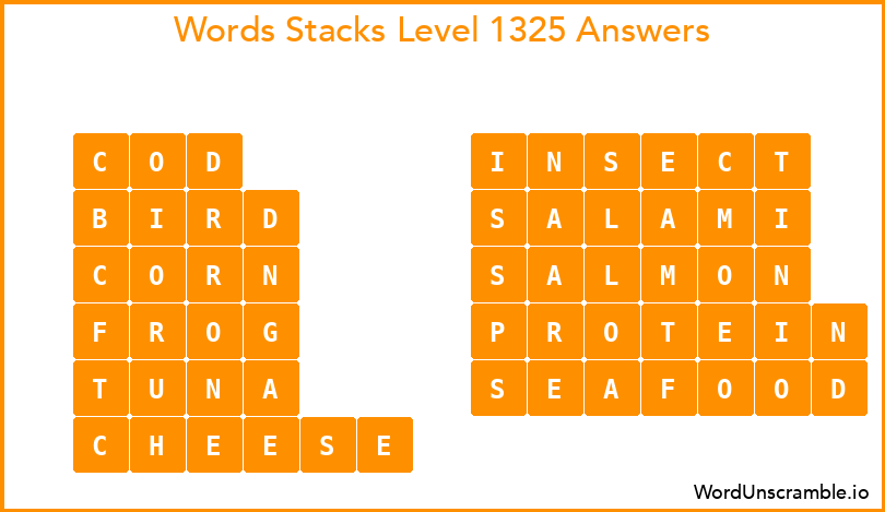 Word Stacks Level 1325 Answers