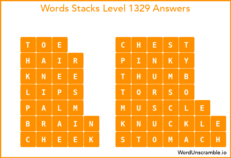 Word Stacks Level 1329 Answers