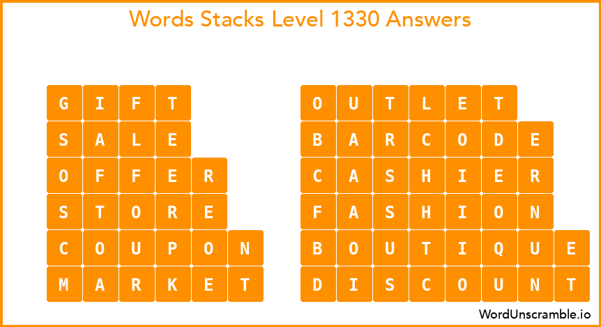 Word Stacks Level 1330 Answers