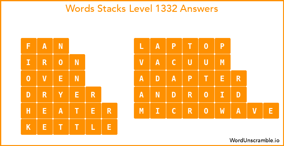 Word Stacks Level 1332 Answers