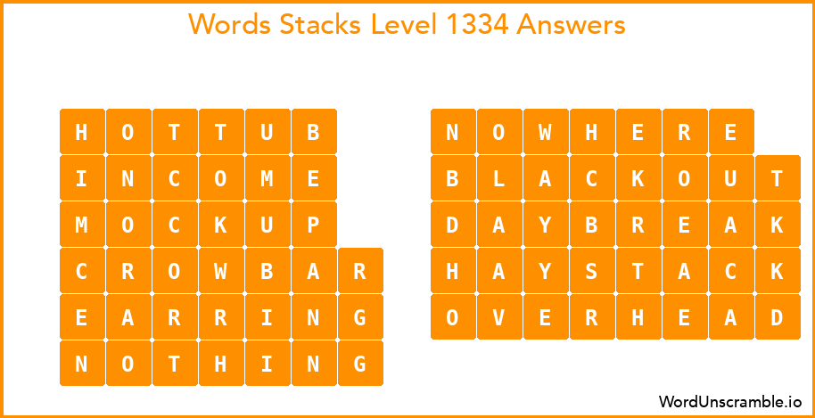Word Stacks Level 1334 Answers