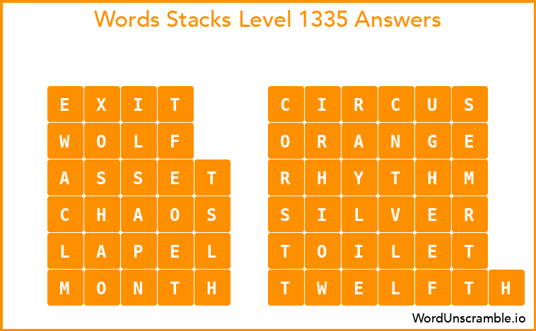 Word Stacks Level 1335 Answers