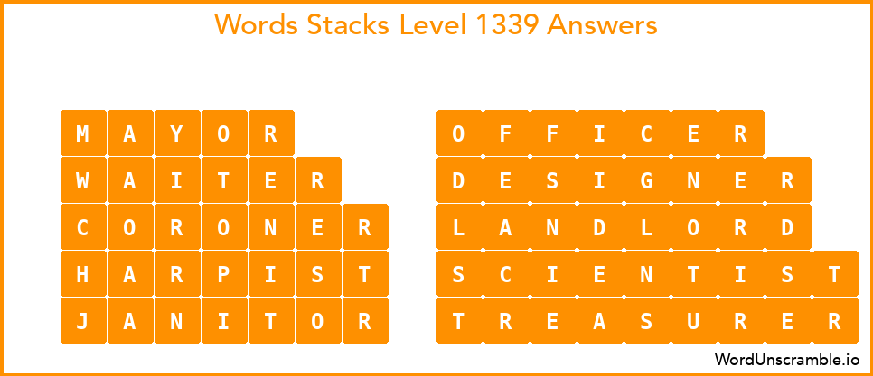Word Stacks Level 1339 Answers