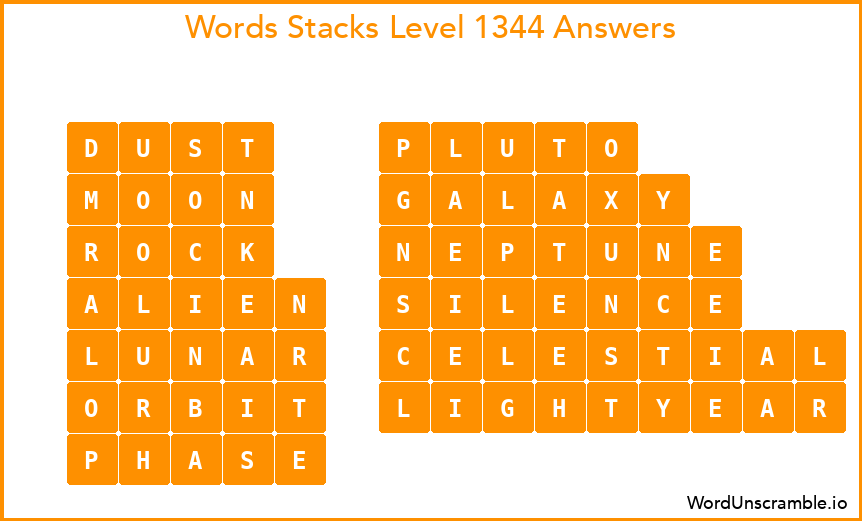 Word Stacks Level 1344 Answers