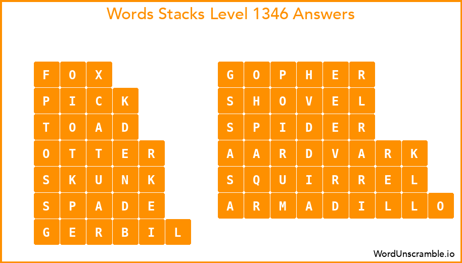 Word Stacks Level 1346 Answers