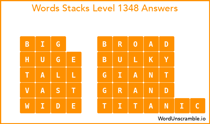 Word Stacks Level 1348 Answers