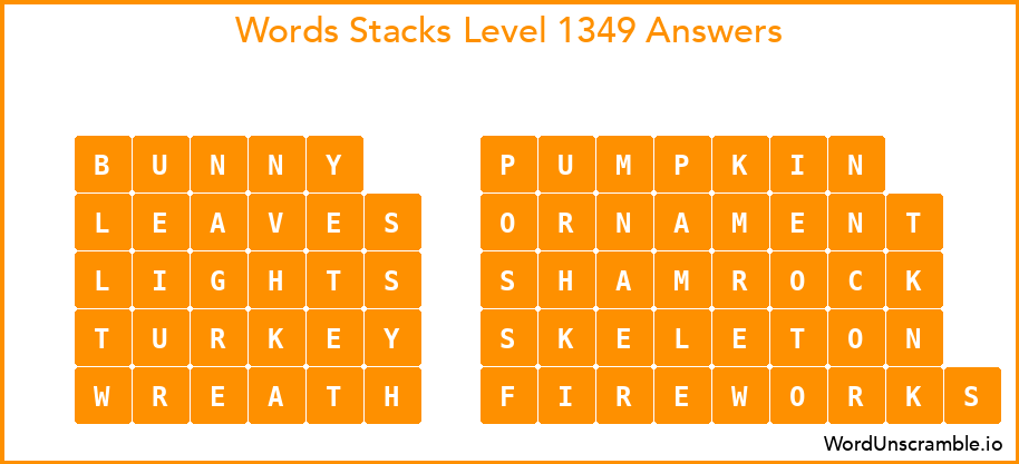Word Stacks Level 1349 Answers