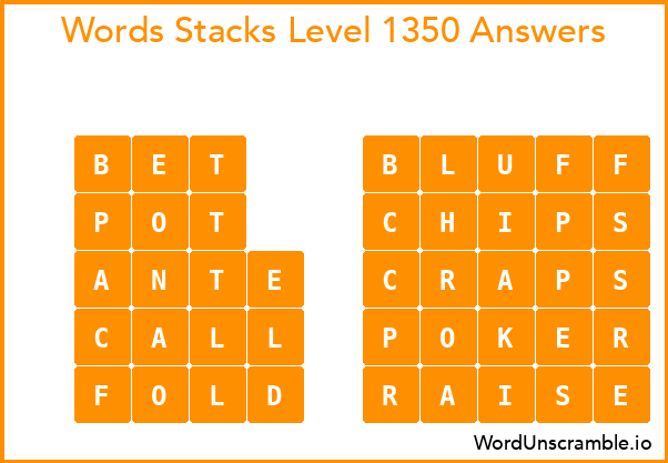 Word Stacks Level 1350 Answers