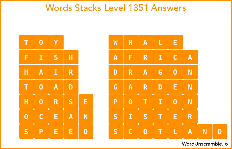 Word Stacks Level 1351 Answers