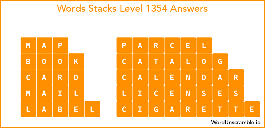 Word Stacks Level 1354 Answers