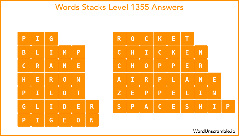 Word Stacks Level 1355 Answers