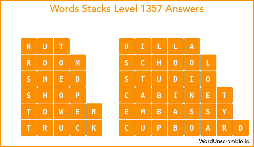 Word Stacks Level 1357 Answers