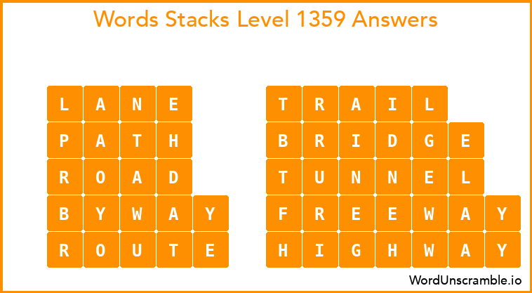 Word Stacks Level 1359 Answers