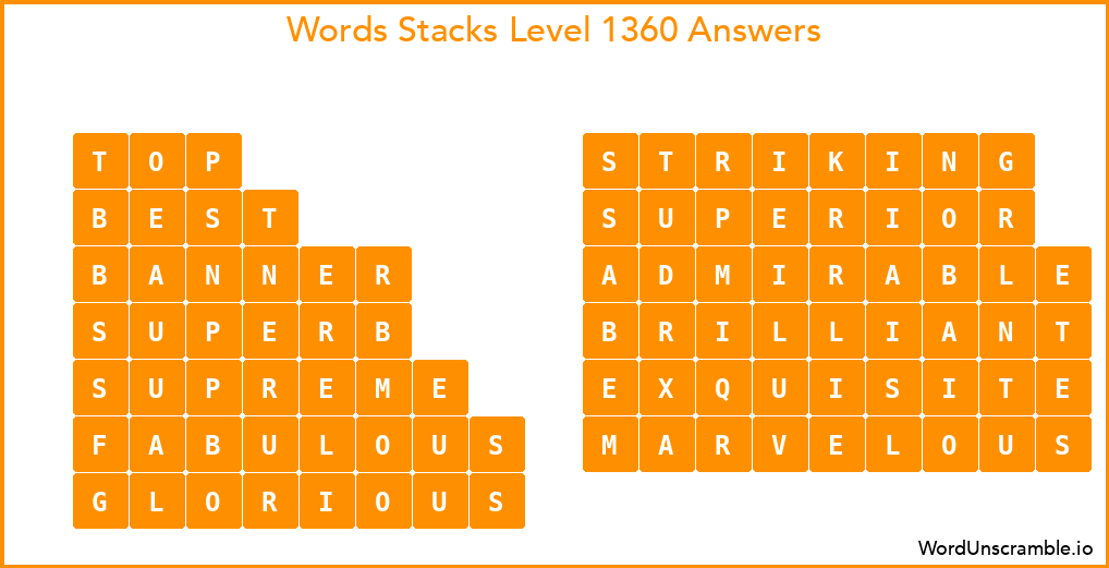 Word Stacks Level 1360 Answers