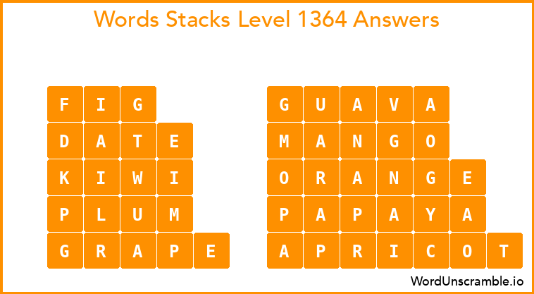 Word Stacks Level 1364 Answers