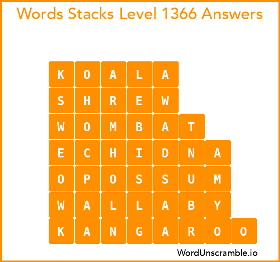 Word Stacks Level 1366 Answers