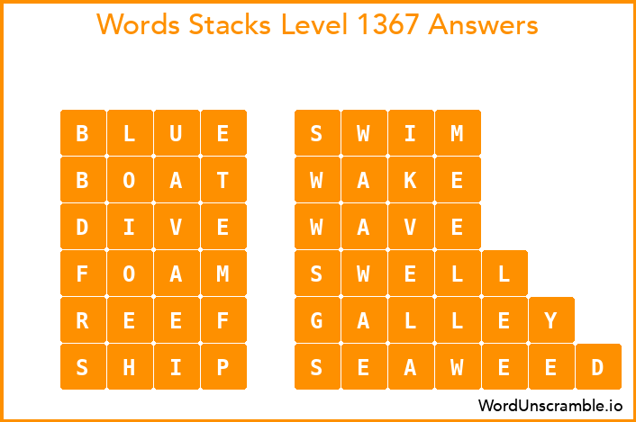 Word Stacks Level 1367 Answers