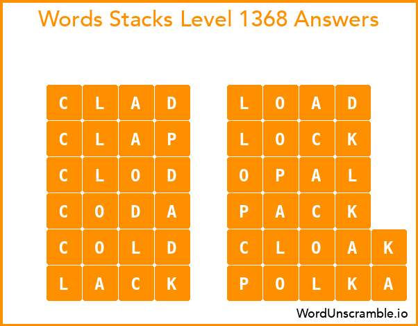 Word Stacks Level 1368 Answers