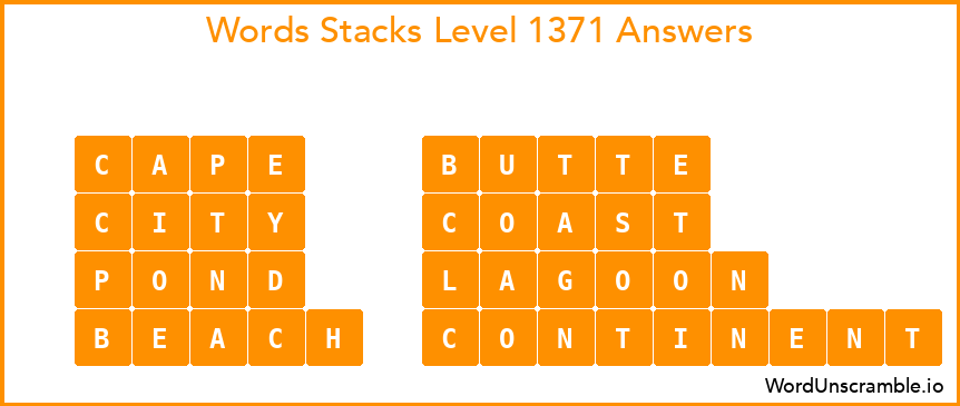 Word Stacks Level 1371 Answers