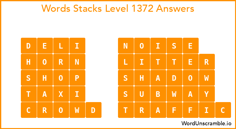 Word Stacks Level 1372 Answers