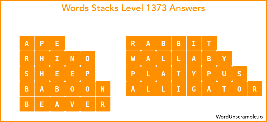 Word Stacks Level 1373 Answers