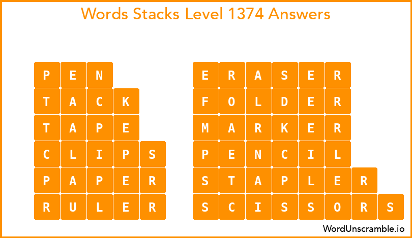 Word Stacks Level 1374 Answers