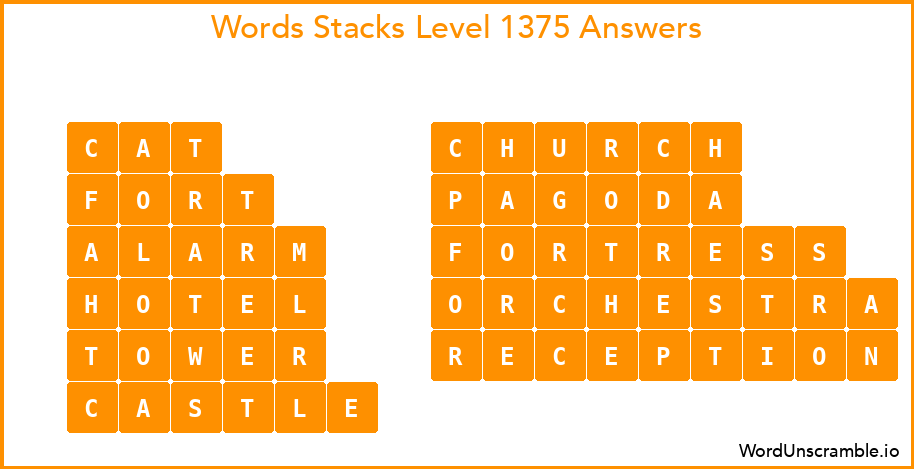 Word Stacks Level 1375 Answers