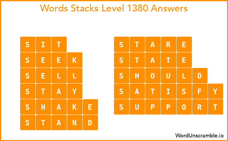 Word Stacks Level 1380 Answers