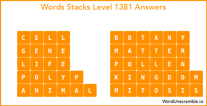 Word Stacks Level 1381 Answers