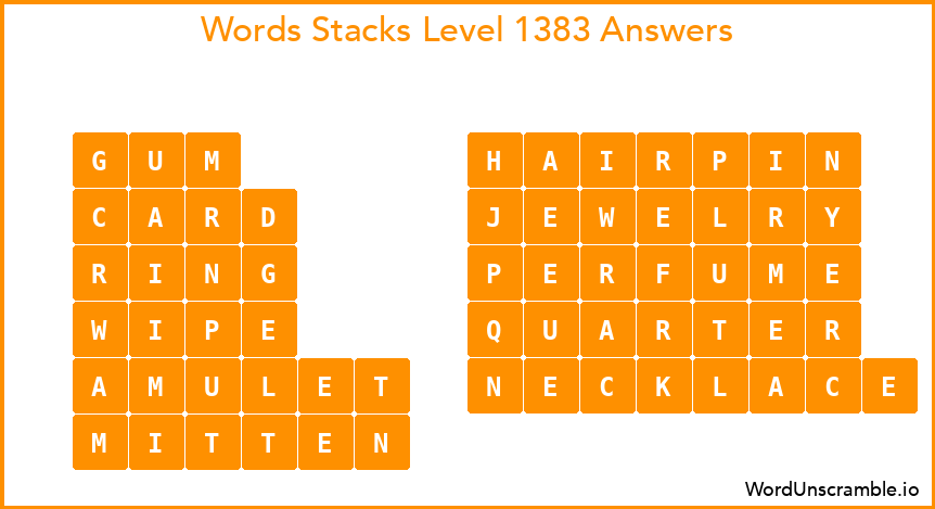 Word Stacks Level 1383 Answers